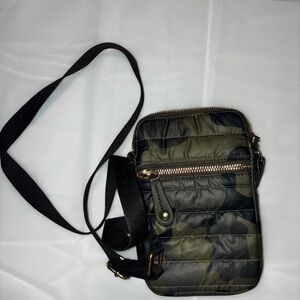 2/$35 Y2K Green Black Urban Camo Crossbody Bag Quilted Puffer Streetwear Utility